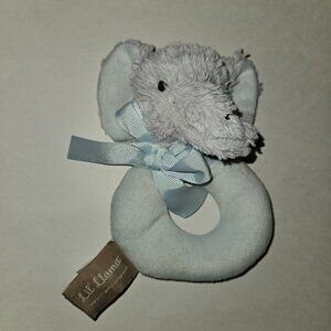 Lil Llama Blue Gray Elephant Plush Rattle Baby Toy Stuffed Animal Lovey Grabber